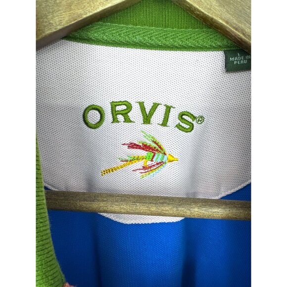 Orvis Signature Contrasting Trim Polo Shirt Orange Sz L 100% Cotton 1K48 - Picture 6 of 12